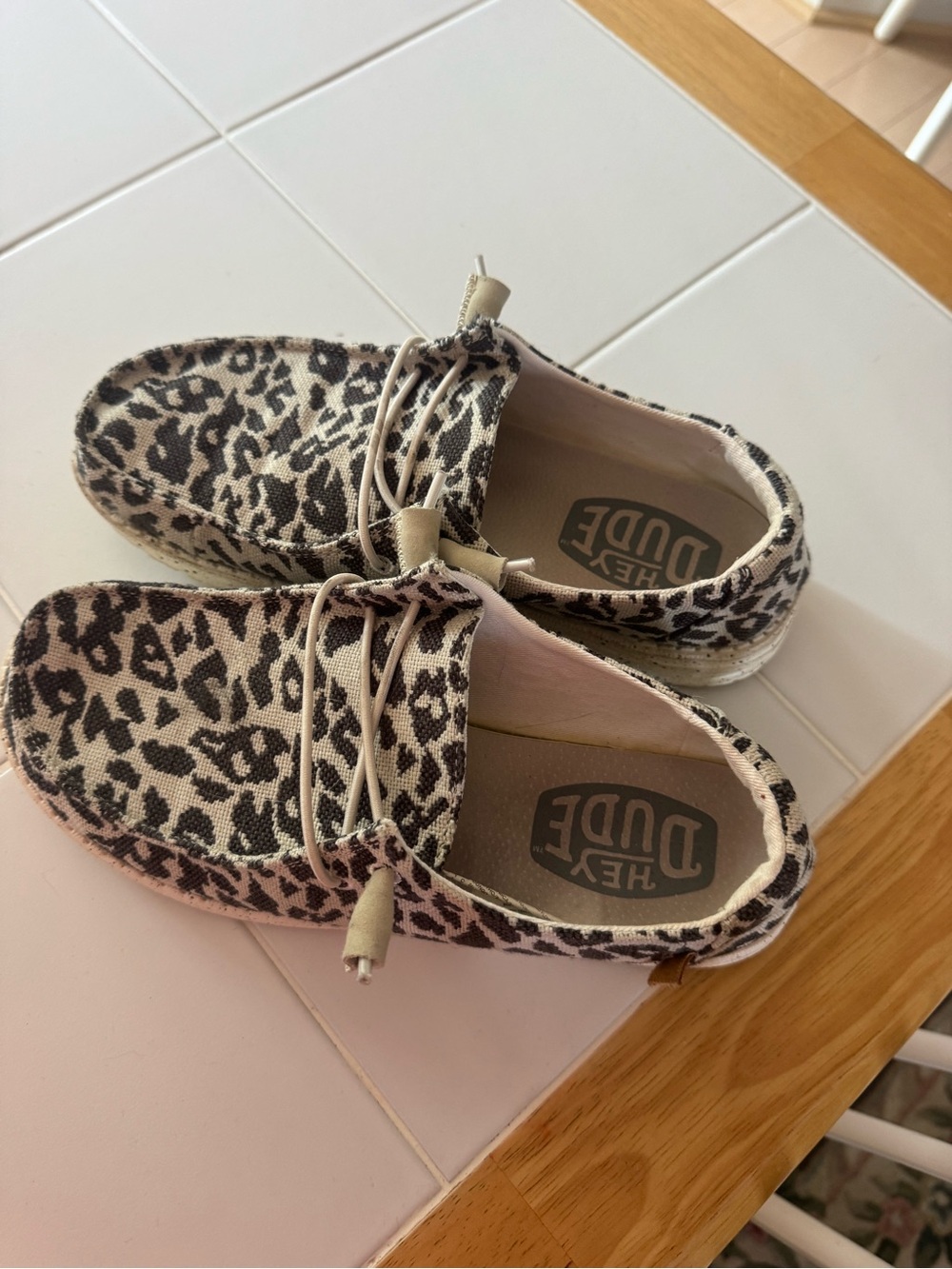 Hey Dude Women's Leopard Print Moccasins - Beige and Black